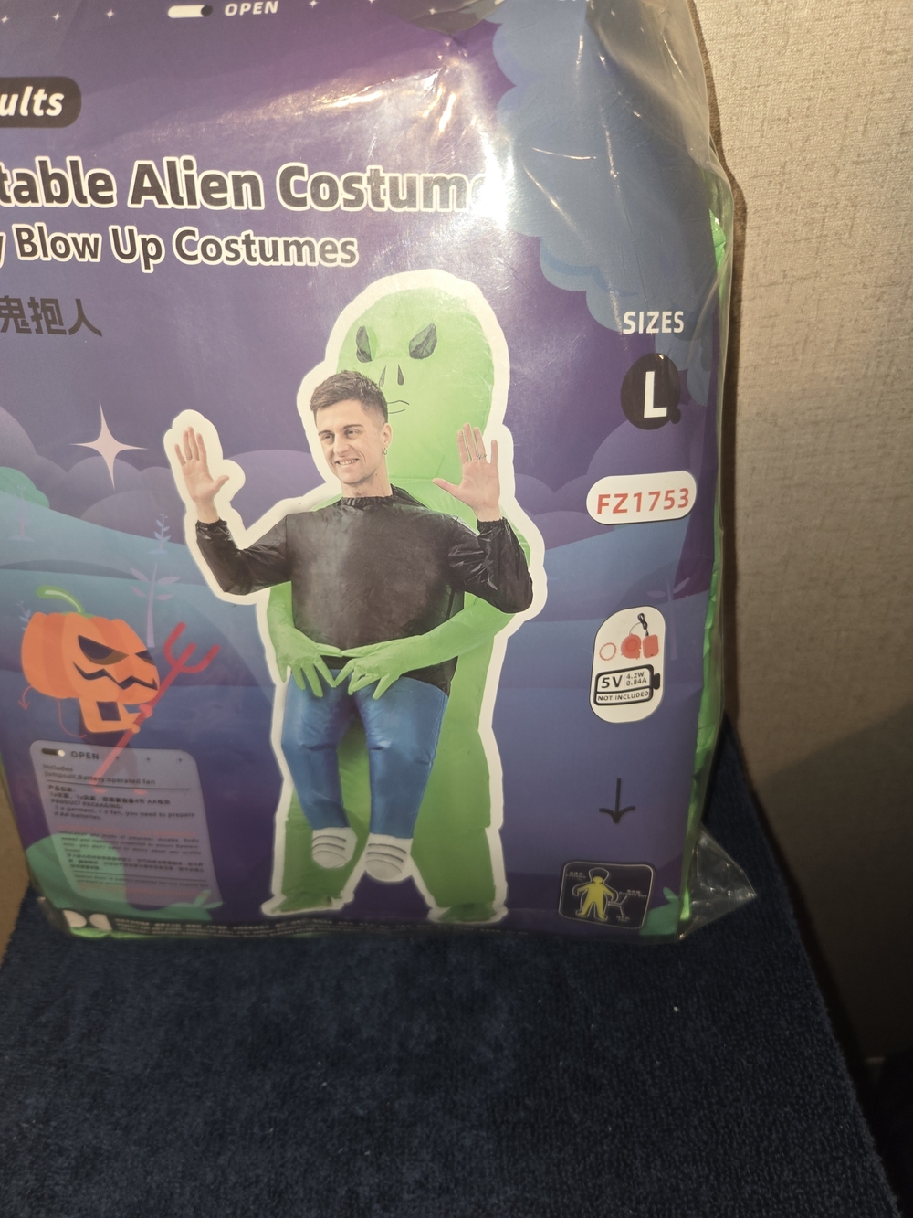 Inflatable Green Alien Adult Costume - Large
